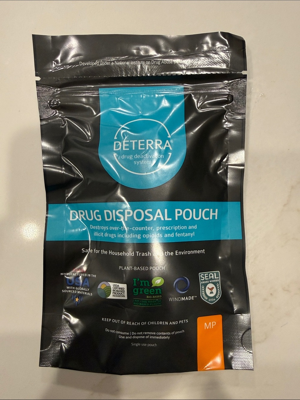 Black and Teal Drug Disposal Pouch - Safe Prescription Disposal